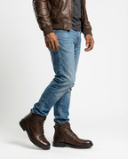 Brown - Leather Cap-Toe Side Zip Boots | GRAND London