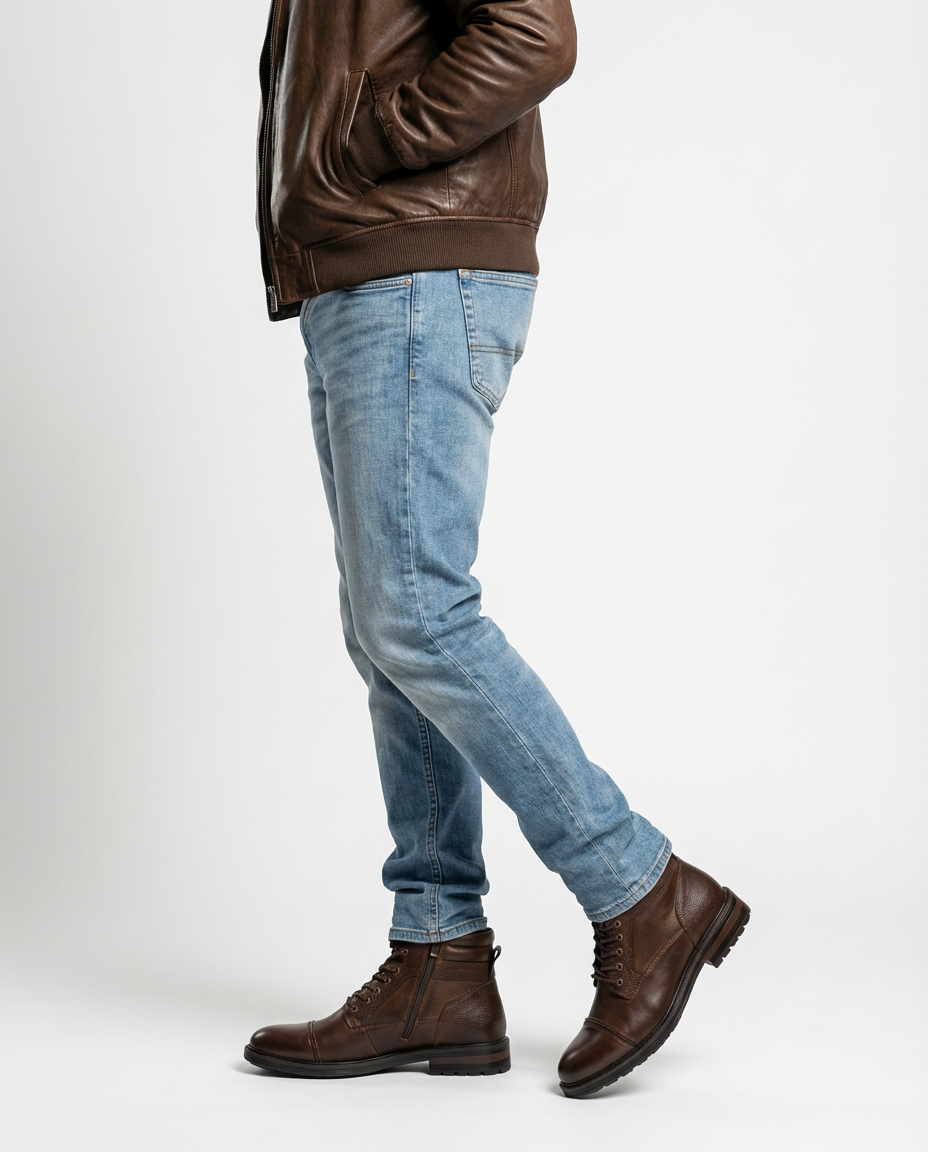 Brown - Leather Cap-Toe Side Zip Boots | GRAND London