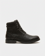 Black Sherpa Lined Lace-Up Boots | GRAND London