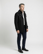 Black Wool Blend Zip-Front Coat | GRAND London