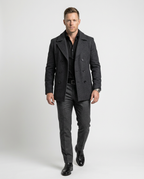 Grey Double-Breasted Pea Coat | GRAND London