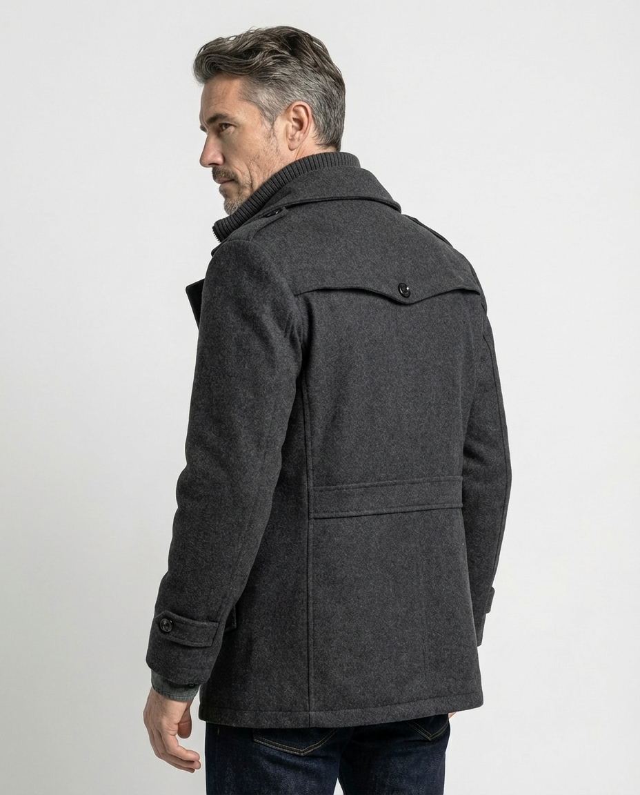Grey Wool Blend Zip-Front Coat | GRAND London
