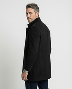 Black Wool Blend Stand Collar Coat | GRAND London