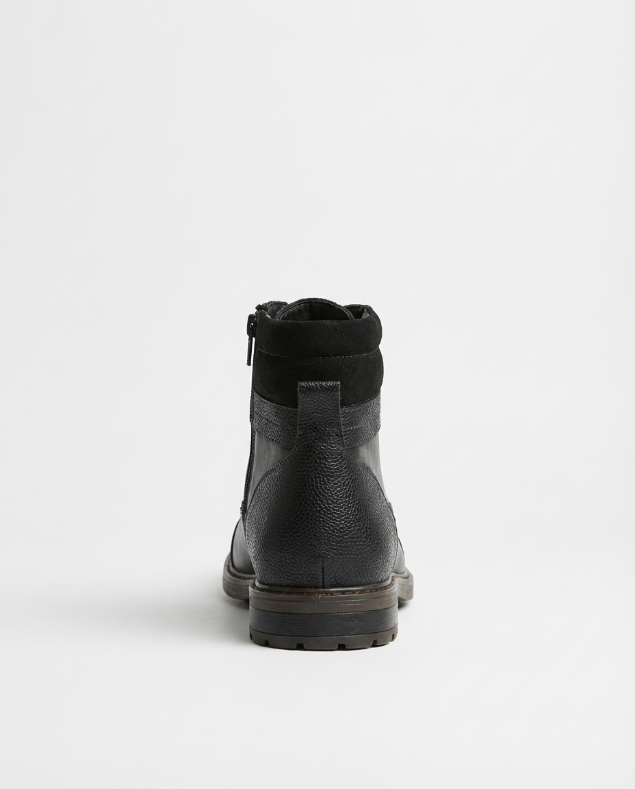 Black - Leather Cap-Toe Side Zip Boots | GRAND London