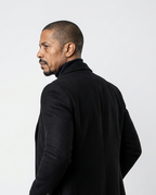 Black Fitted Single-Breasted Overcoat | GRAND London