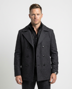 Grey Double-Breasted Pea Coat | GRAND London