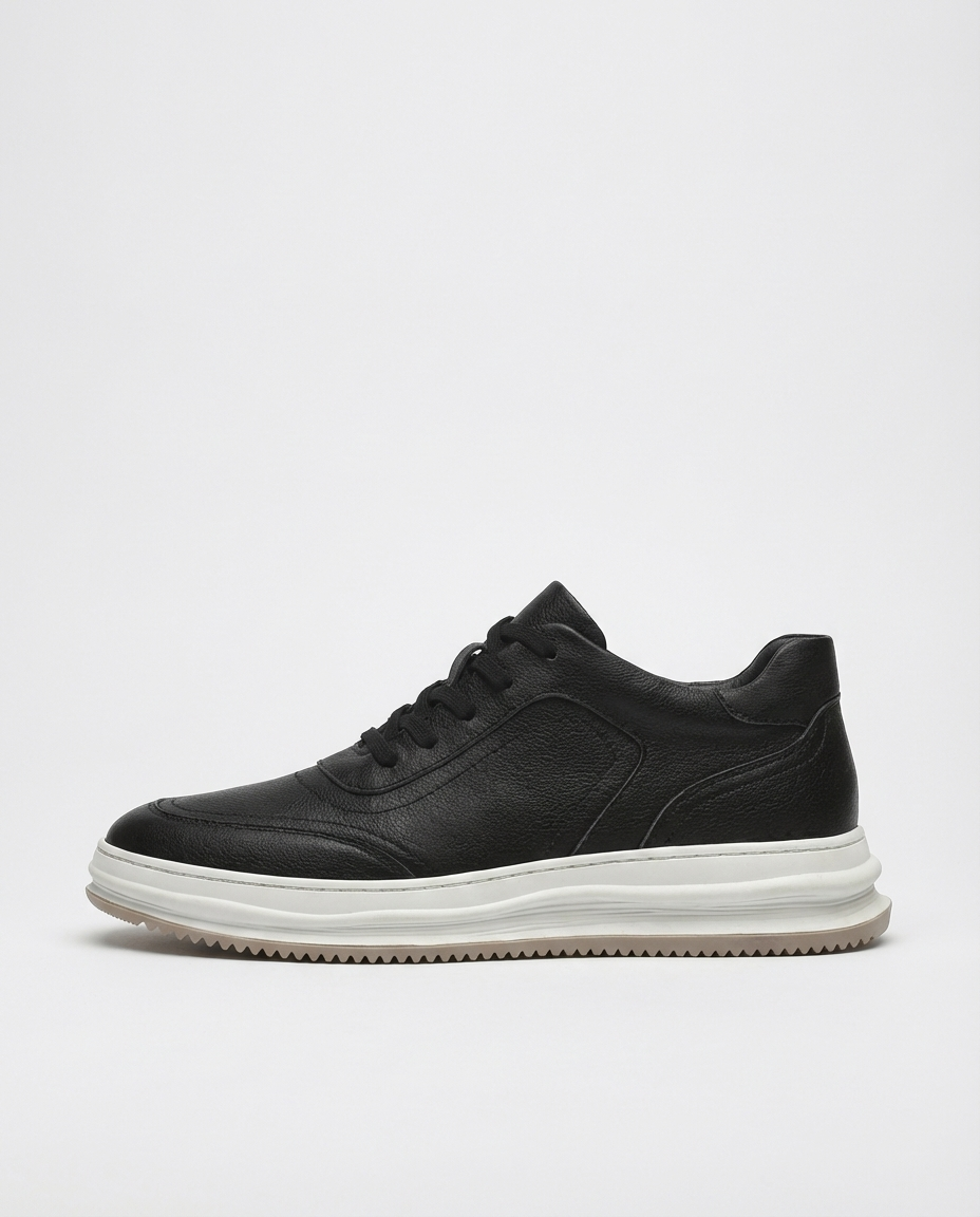 Black - Leather Low-Top Trainers | GRAND London
