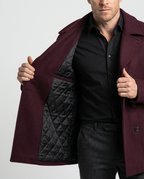Burgundy Double-Breasted Pea Coat | GRAND London