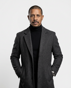 Grey Fitted Single-Breasted Overcoat | GRAND London