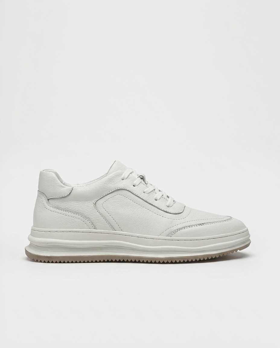 White - Leather Low-Top Trainers | GRAND London