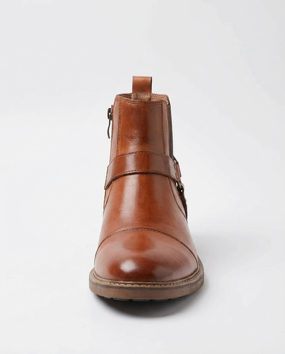Brown Leather Harness Chelsea Boots | GRAND London