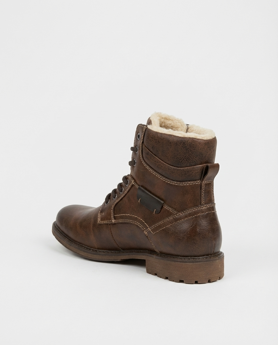 Brown Sherpa Lined Lace-Up Boots | GRAND London