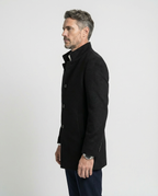 Black Wool Blend Stand Collar Coat | GRAND London