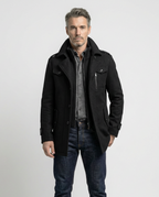 Black Wool Blend Zip-Front Coat | GRAND London