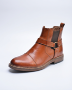 Brown Leather Harness Chelsea Boots | GRAND London