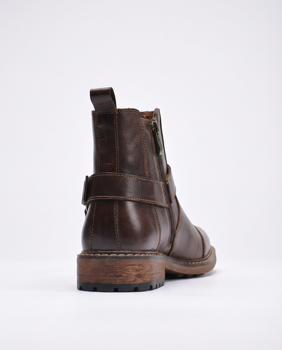 Dark Brown Leather Harness Chelsea Boots | GRAND London GL-A25_130